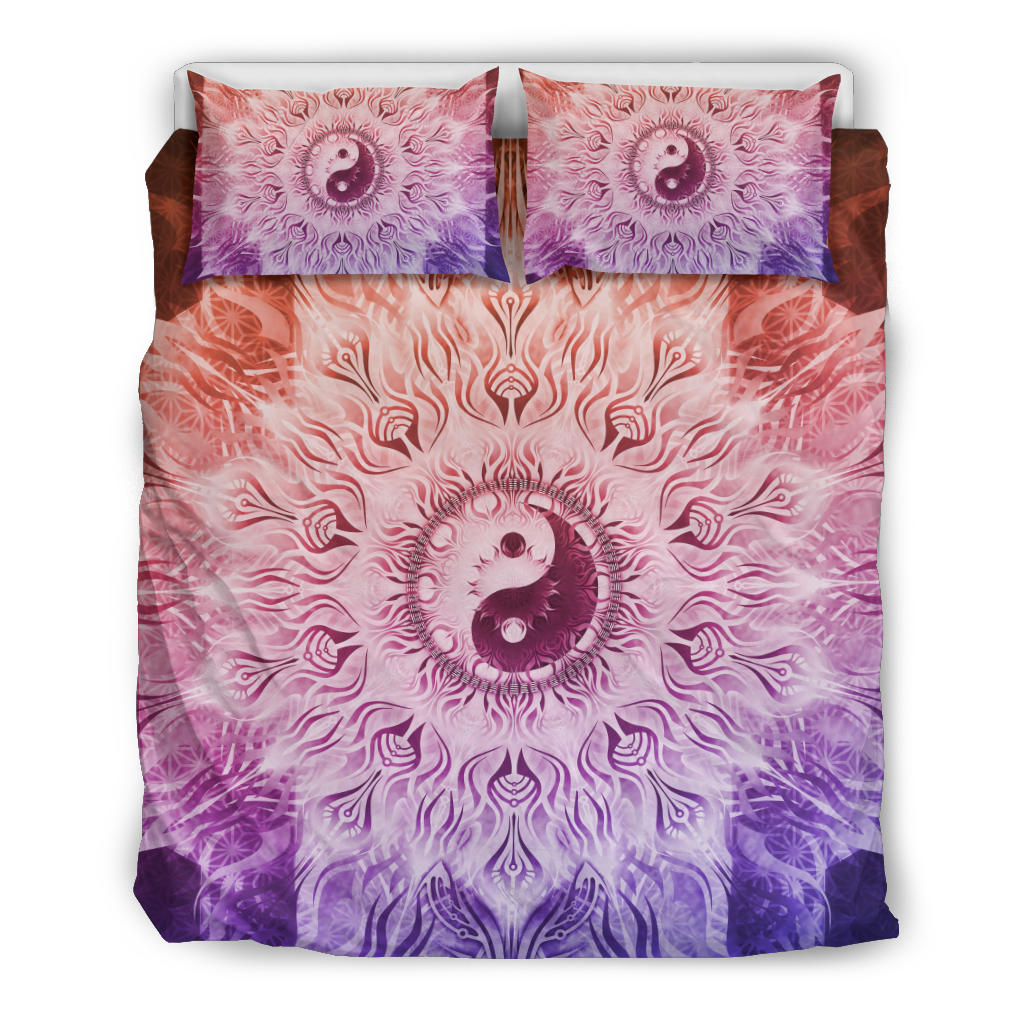Fractalized Rainbow Yin & Yang Mandala | Bedding Set | Mandalazed