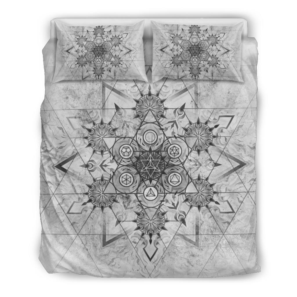 Elements of Sacred Geometry - White | Bedding Set | Mandalazed
