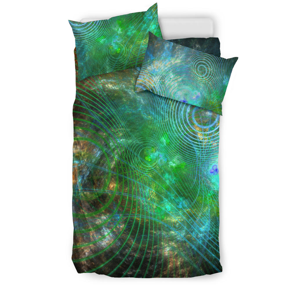 The Unfolded Cosmos - Green | Bedding Set | Yantrart Design
