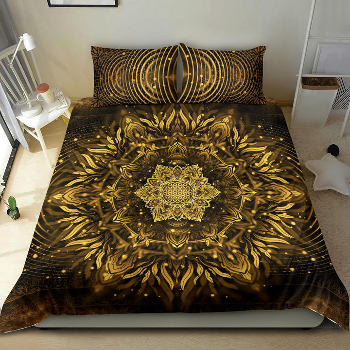Aligned Flower - Golden | Bedding Set | Yantrart Design