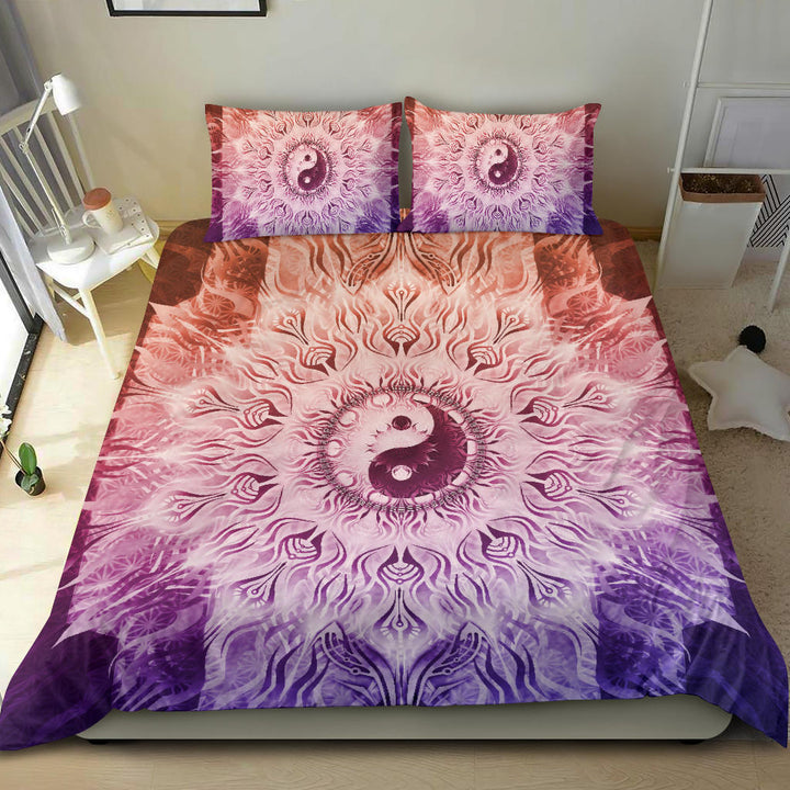 Fractalized Rainbow Yin & Yang Mandala | Bedding Set | Mandalazed