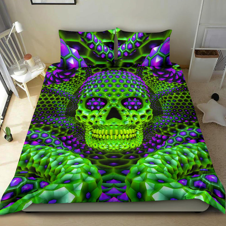 Psy Skull Green Bedding Set | PSYPEPPER