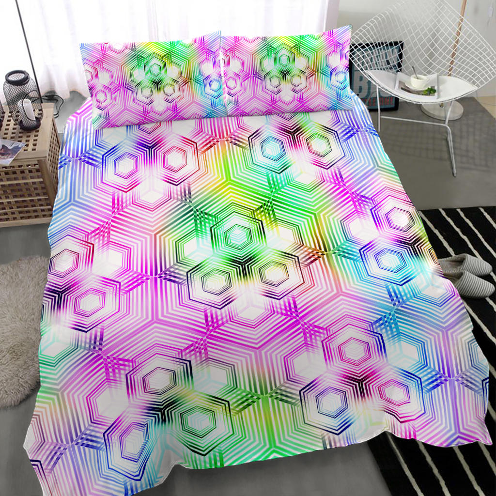 Psychedelic Hexagon Pattern | Bedding Set | Yantrart Design