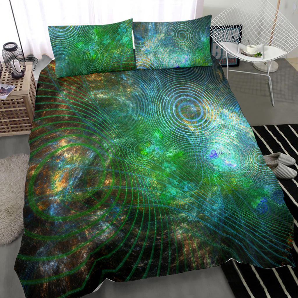 The Unfolded Cosmos - Green | Bedding Set | Yantrart Design