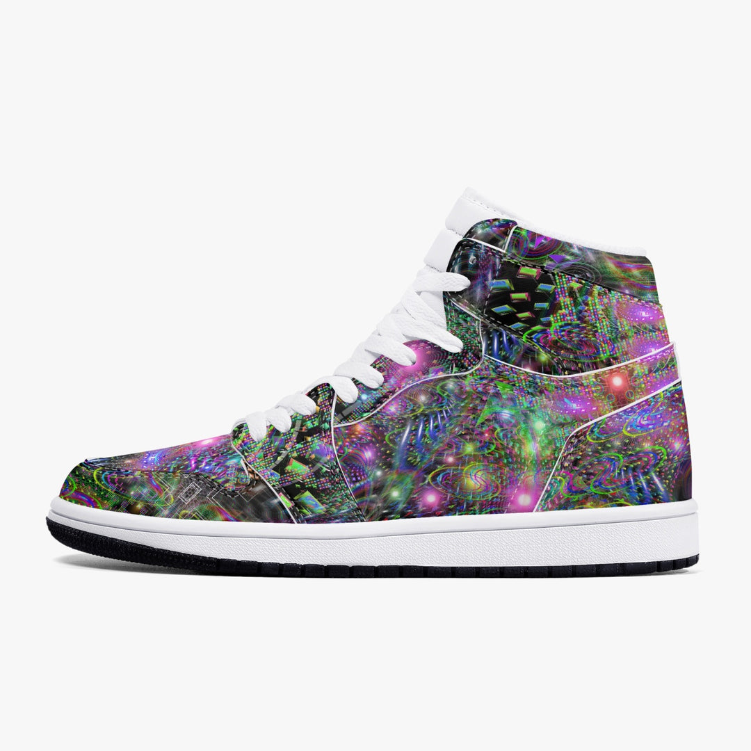 COSMIC GRID High-Top Leather Sneakers | Sam Farrand