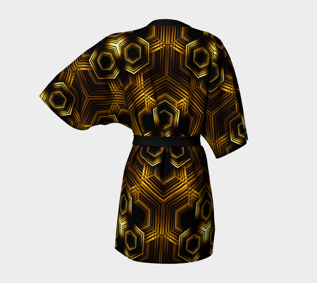 Golden Hexagon Pattern | Kimono Robe | Yantrart Design