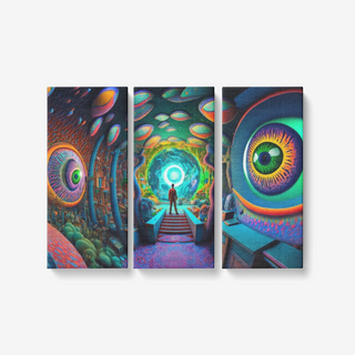 PORTAL ROOM 3 Piece Canvas Wall Art for Living Room - Framed Ready to Hang 3x8"x18" | ACIDMATH AI