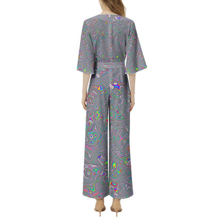 ACID Dolman Sleeve Belted Wide Leg Jumpsuit | HUBERT SOLCZYNSKI