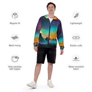 Misty Mountain Skies Men’s windbreaker | Acidmath Guy