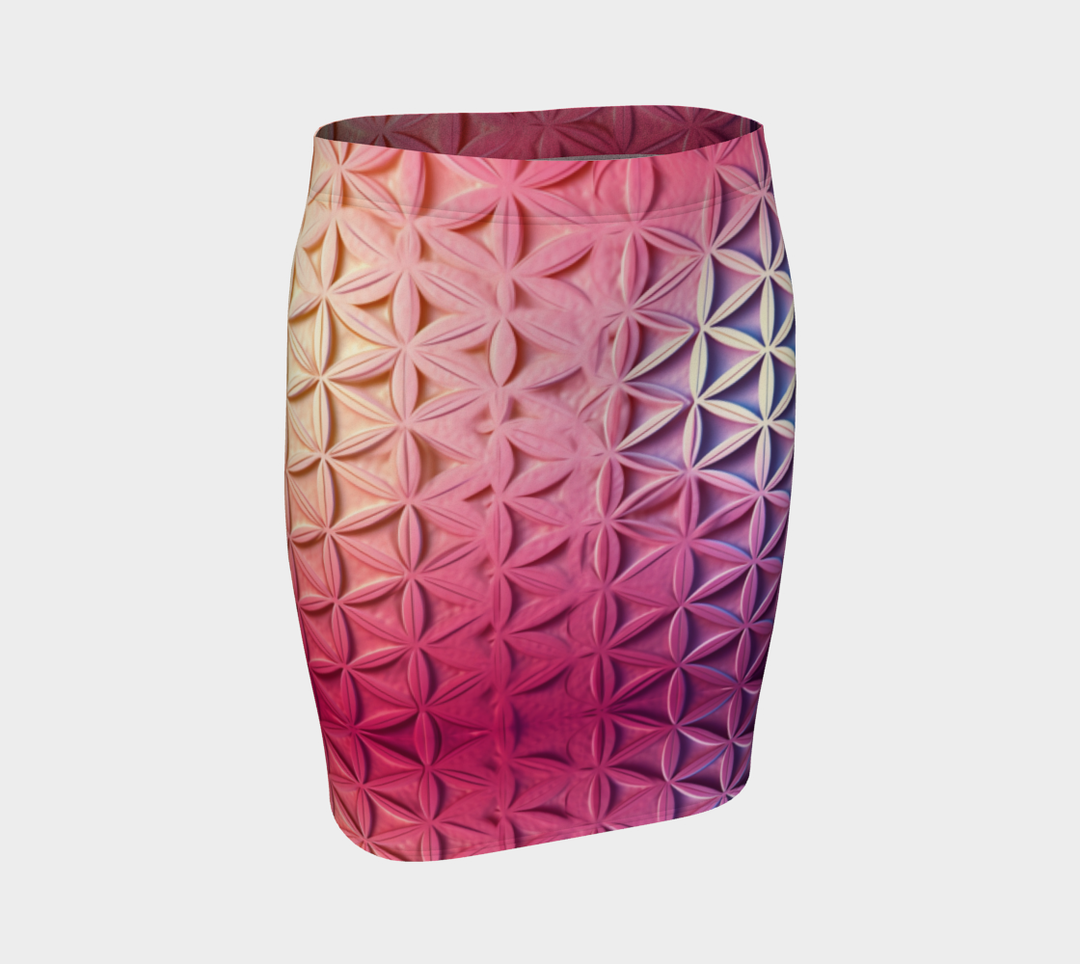 WHITE AND PINK PETALS FITTED SKIRT | ACIDMATH AI