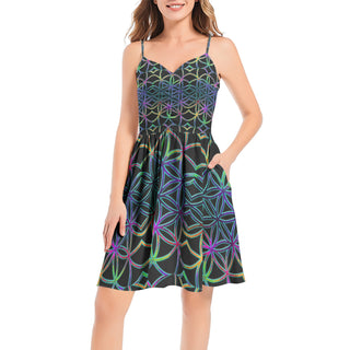 FLOWER OF LIFE | IMRAN |Spaghetti Strap Sleeveless Summer Beach Dress