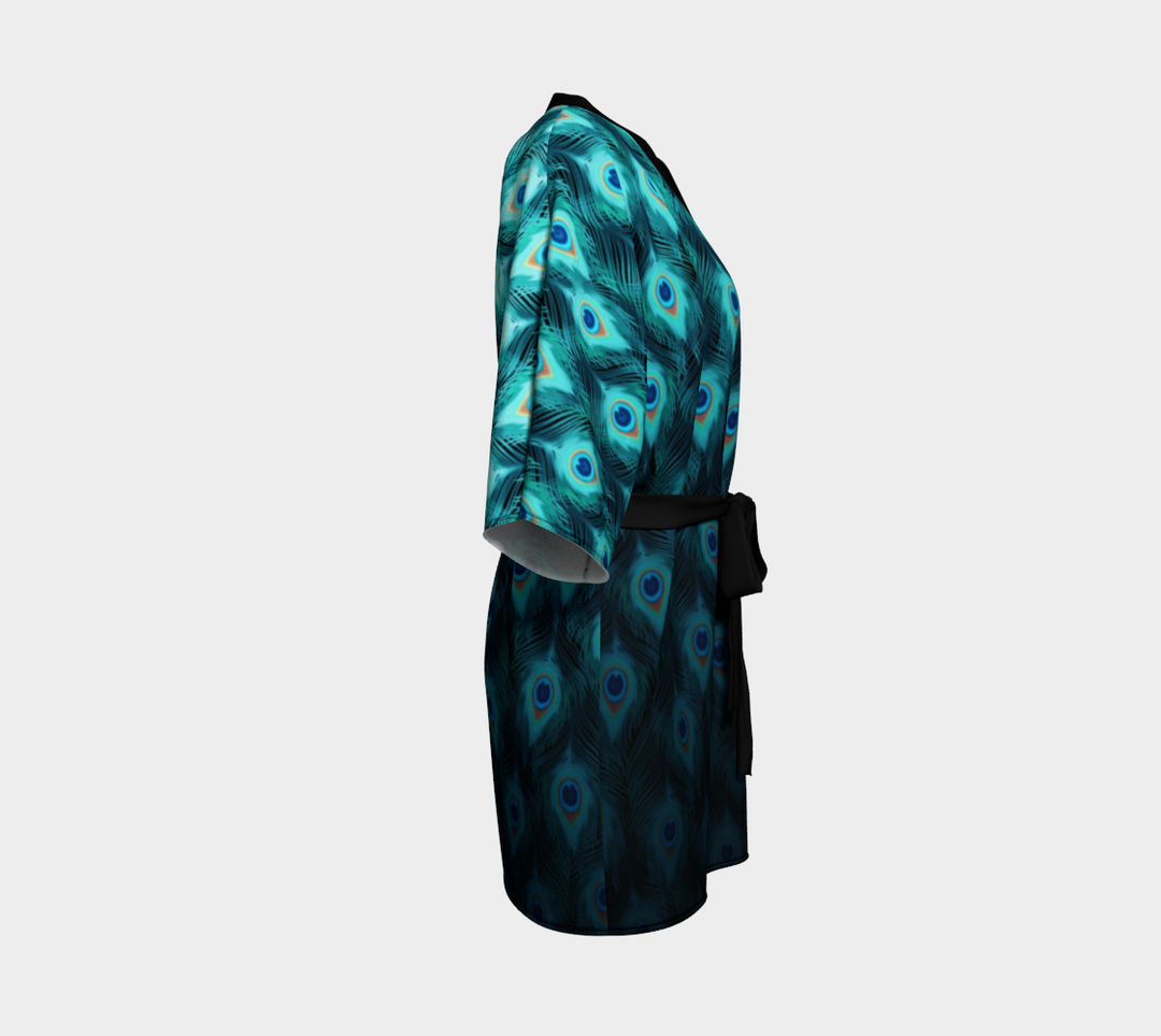 Trippy Peacock Feathers | Kimono Robe | Mandalazed