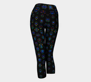 back Elemental Sprites TAS Visuals Psychedelic Yoga Capris – Eco Comfort & Compression Fit