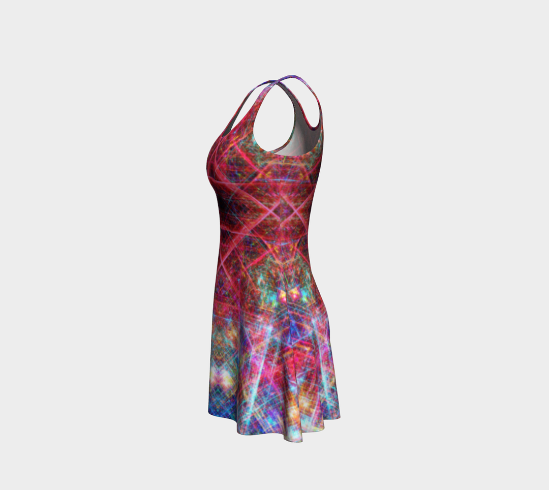 Red Matrix Rainbow | Flare Dress | Yantrart Design