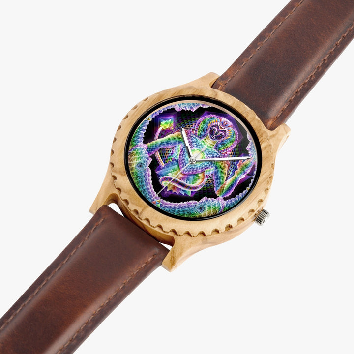 INNER BEING Italian Olive Lumber Wooden Watch - Leather Strap | SALVIA DROID