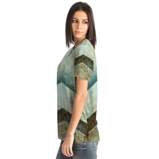 Hexagons and Paint Blobs - Green | Unisex T-Shirt | Mandalazed