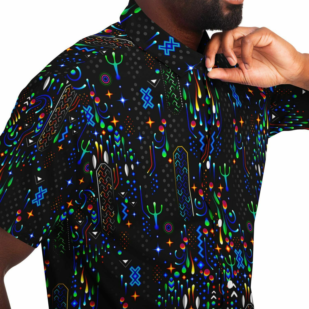 Elemental Realm Patterned Short Sleeve Button Down Shirt - TAS