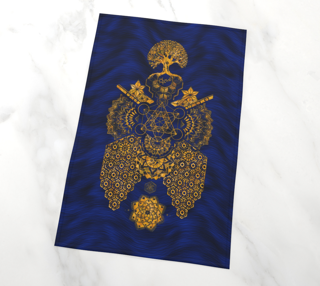 Geometric Blue Gold | Tea Towel | Mil Et Une