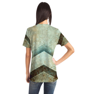 Hexagons and Paint Blobs - Green | Unisex T-Shirt | Mandalazed