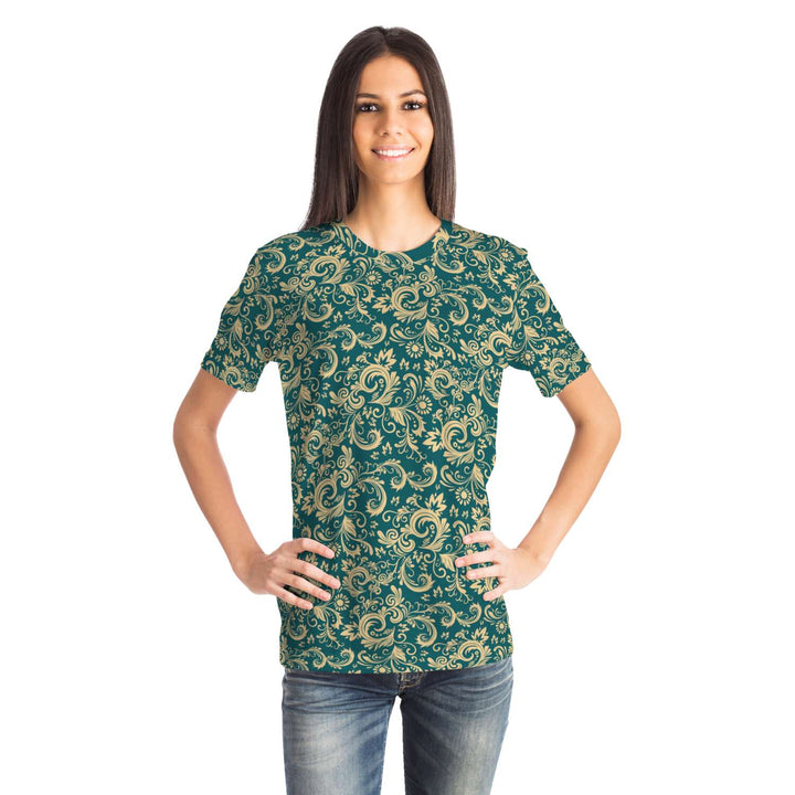 Oriental Floral Pattern - Emerald | Unisex T-Shirt | Mandalazed