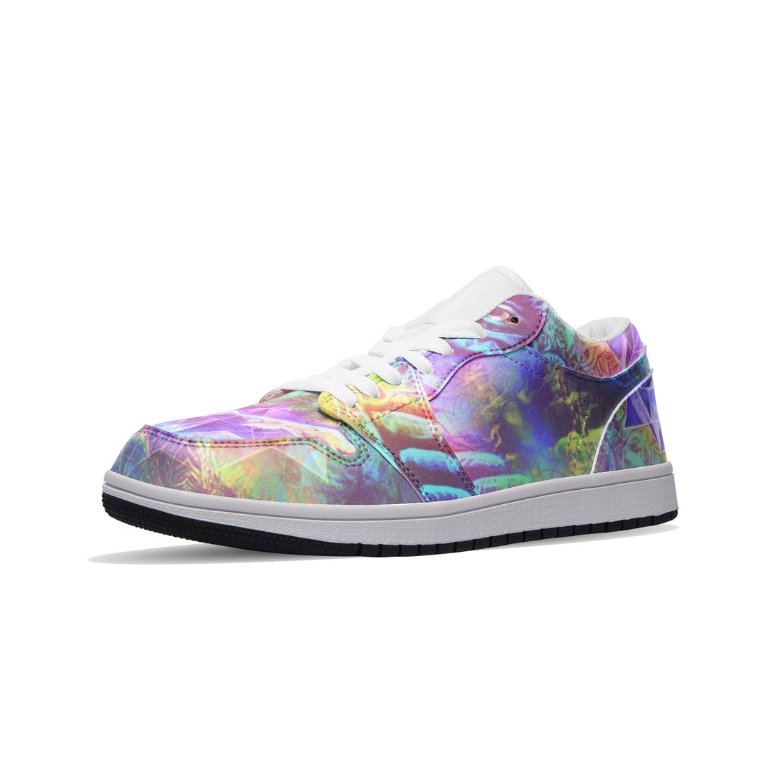 Transition To Butterfly Unisex Low Top Leather Sneakers | Salvia Droid