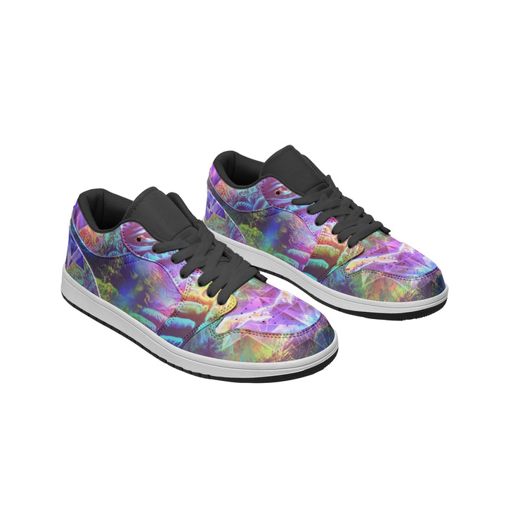 Transition To Butterfly Unisex Low Top Leather Sneakers | Salvia Droid