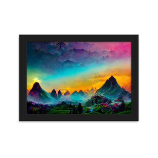 Misty Mountain Skies Framed Matte Print | Acidmath Guy