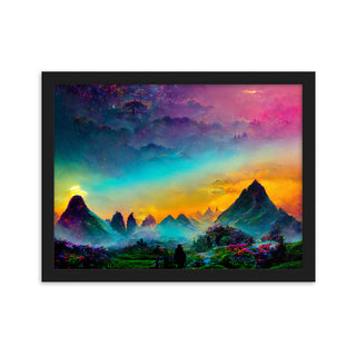 Misty Mountain Skies Framed Matte Print | Acidmath Guy