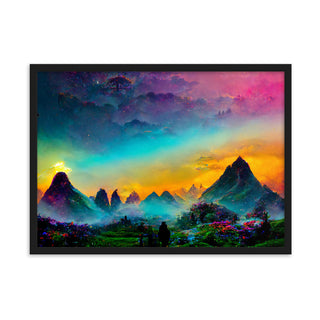Misty Mountain Skies Framed Matte Print | Acidmath Guy