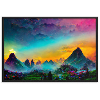 Misty Mountain Skies Framed Matte Print | Acidmath Guy