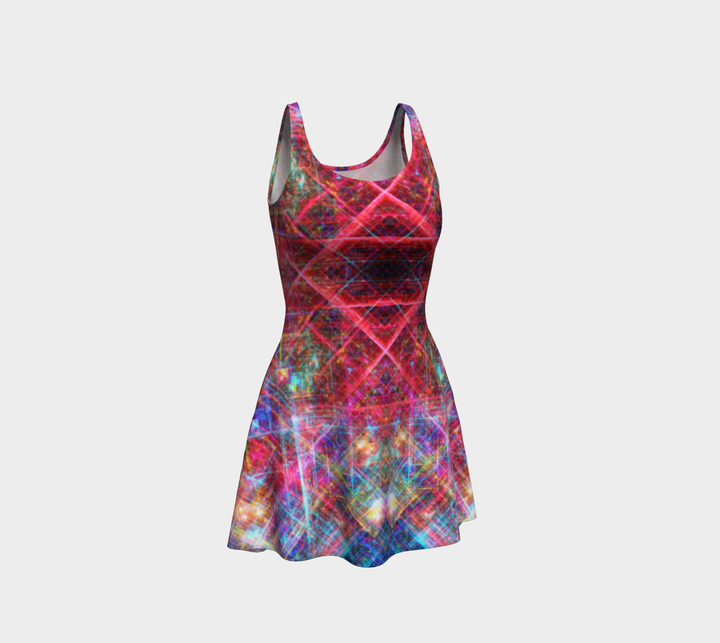 Red Matrix Rainbow | Flare Dress | Yantrart Design