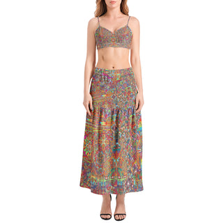 MANDALA Bralette Top and High Slit Thigh Skirt Set | LACHLAN WARDLAW
