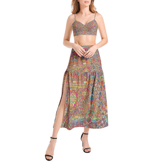 MANDALA Bralette Top and High Slit Thigh Skirt Set | LACHLAN WARDLAW