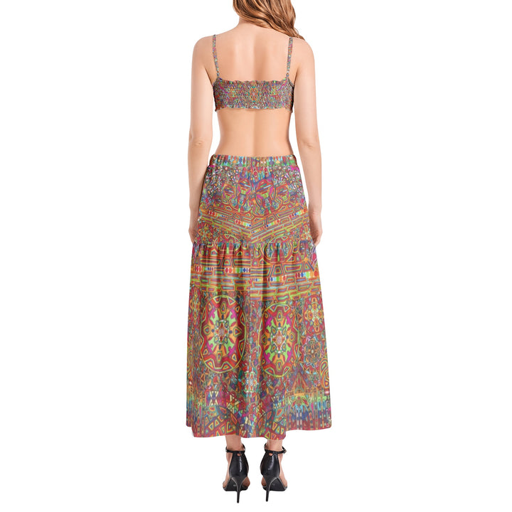 MANDALA Bralette Top and High Slit Thigh Skirt Set | LACHLAN WARDLAW