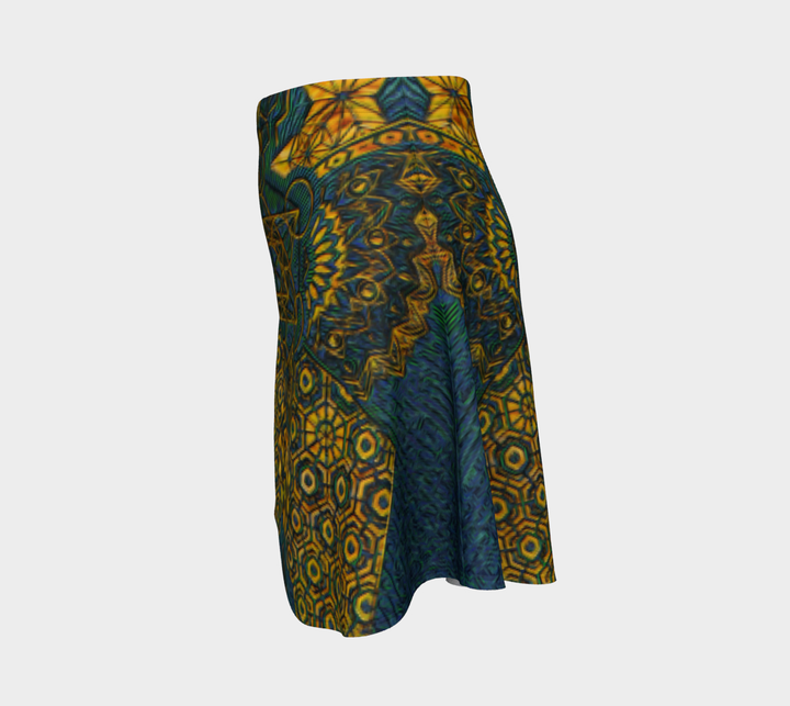 Geometric Gold Green | Flare Skirt | Mil Et Une