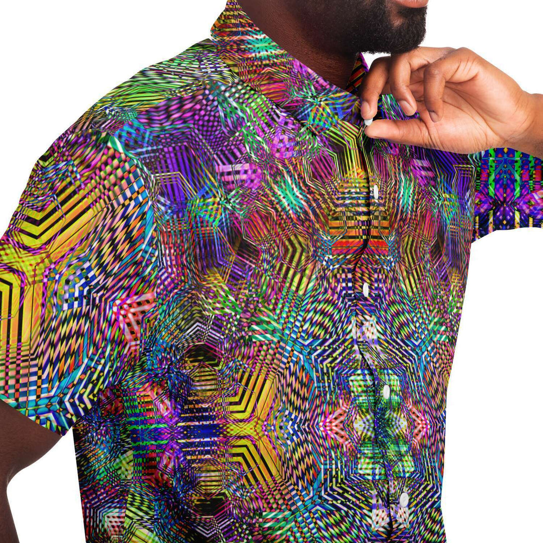 Geometric Madness Button Shirt | yantrart