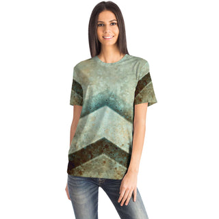 Hexagons and Paint Blobs - Green | Unisex T-Shirt | Mandalazed