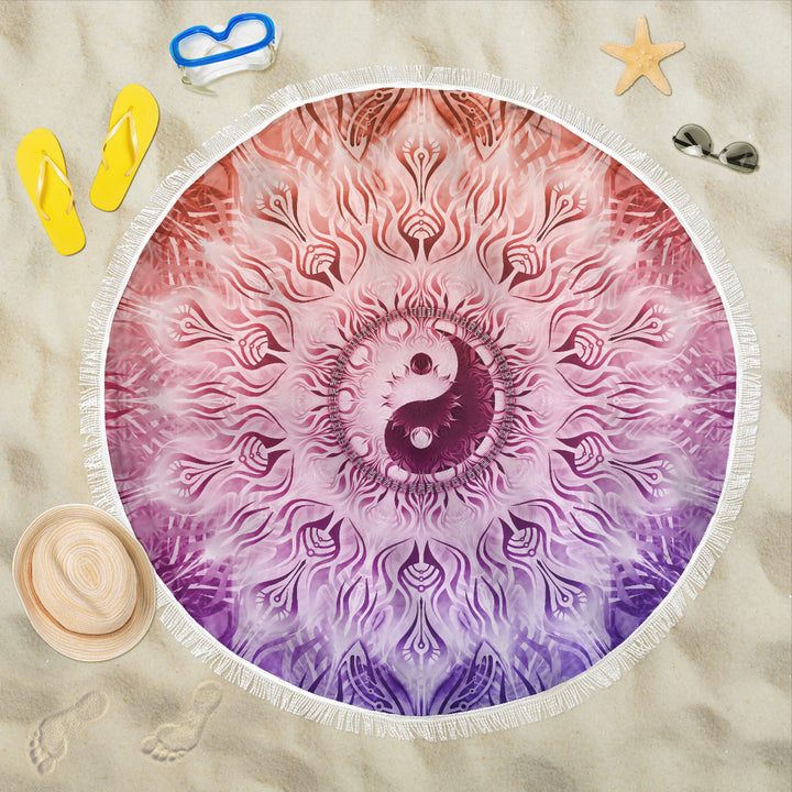 Rainbow Yin & Yang Mandala | Beach Blanket | Mandalazed