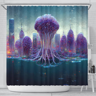 Jellypunk City Shower Curtain | Michael Garfield