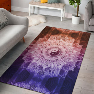Fractalized Rainbow Yin & Yang Mandala | Rug | Mandalazed