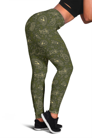 Peacock Feather Mandala - Olive Green | Leggings | Mandalazed