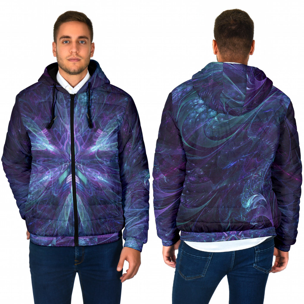Electric Bloom Mens Padded Hooded Jacket | Cameron Gray