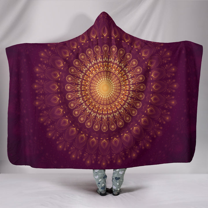 Peacock Feather Mandala - Moon | Hooded Blanket | Mandalazed