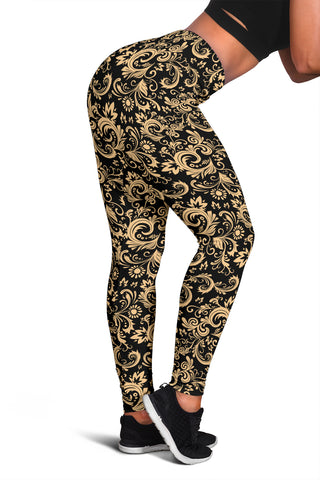 Oriental Floral Pattern - Onyx | Leggings | Mandalazed