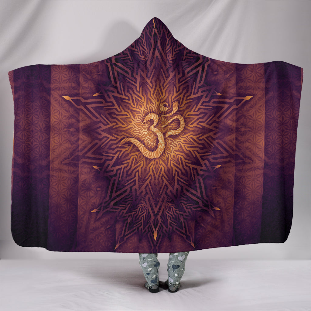 Mystical Aum Chakra Mandala - Amethyst | Hooded Blanket | Mandalazed