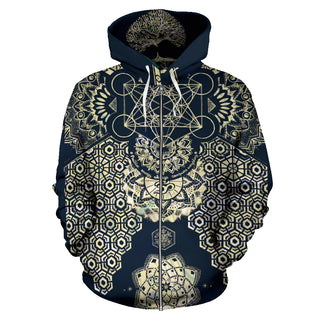 Geometric Gold Zip up Hoodie | Mil Et Une