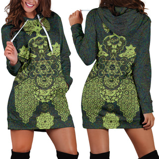 Geometric Green | Womens Hoodie Dress | Mil Et Une
