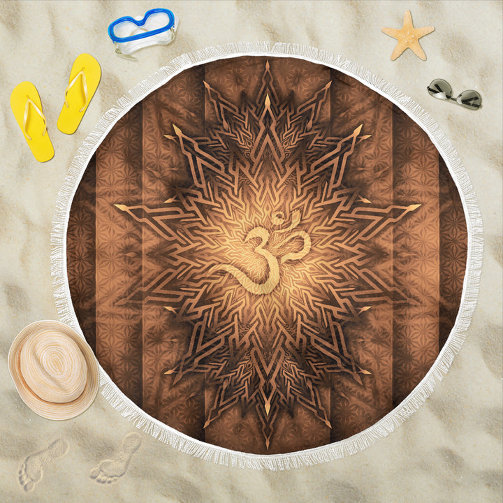 Mystical Aum Chakra Mandala - Earth | Beach Blanket | Mandalazed