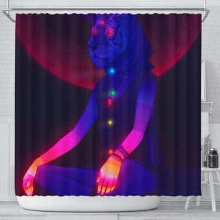 MEDITATING PSYTIGRESS SHOWER CURTAIN | PHAZED