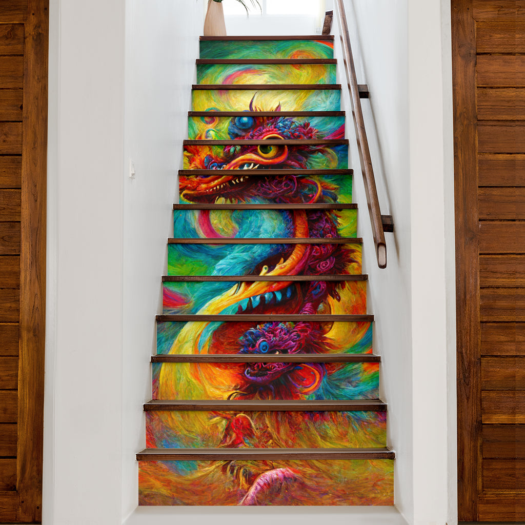 New Years Dragon Bouquet 2 Stair Stickers | Michael Garfield